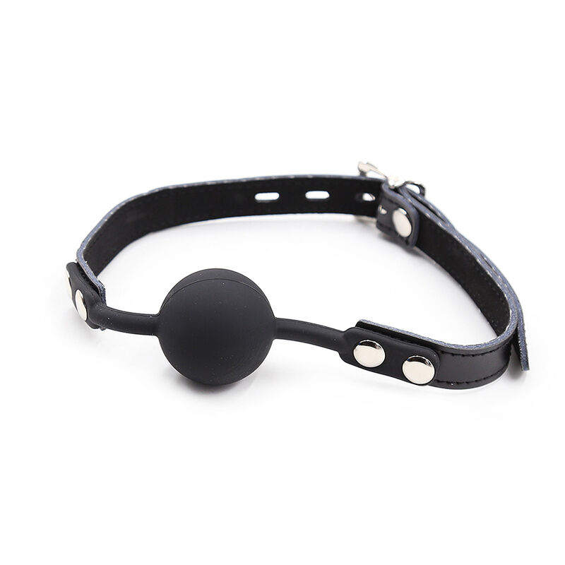 Bâillon boule en silicone avec ceinture en cuir et cadenas — OHMAMA FETISH