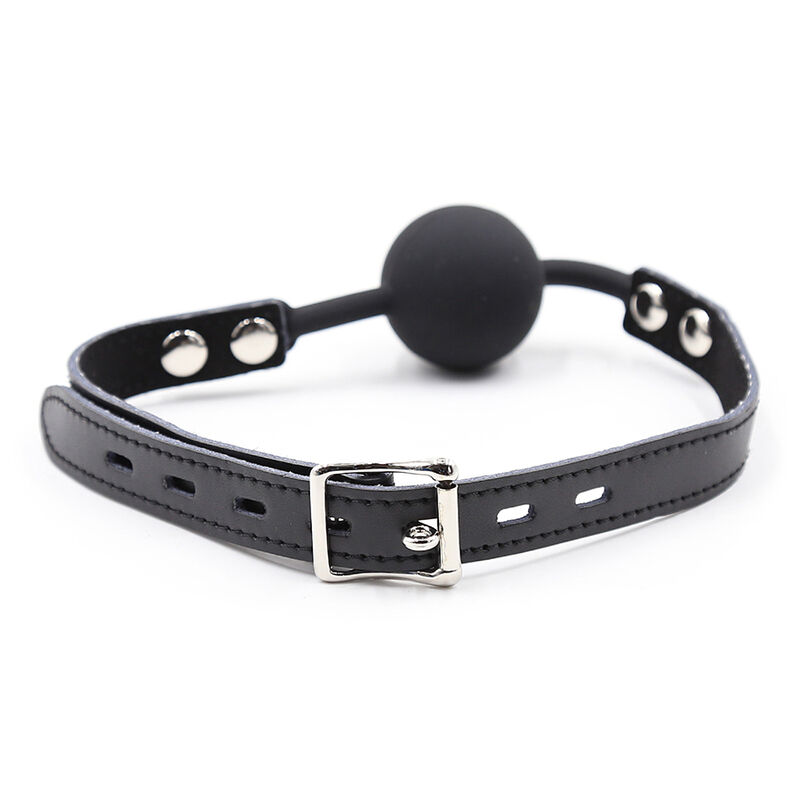 Bâillon boule en silicone avec ceinture en cuir et cadenas — OHMAMA FETISH