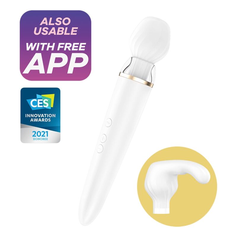 Double wand massageur connecté avec embouts interchangeables — Satisfyer Wand