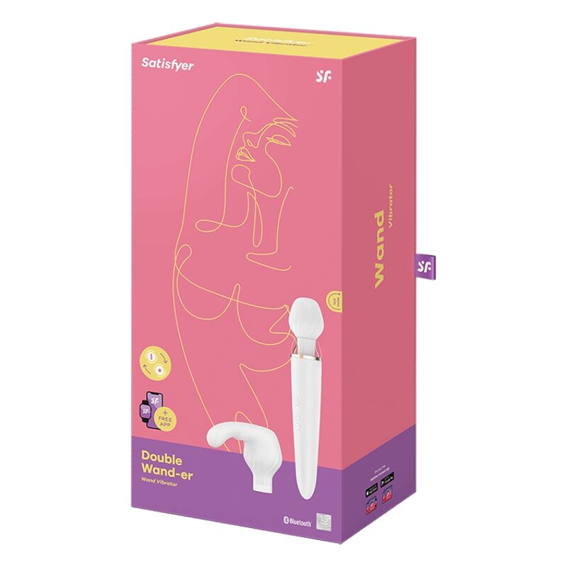 Double wand massageur connecté avec embouts interchangeables — Satisfyer Wand