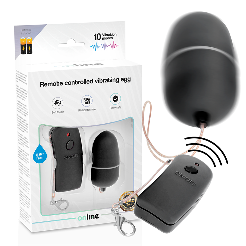 Oeuf vibrant télécommandé noir — ONLINE