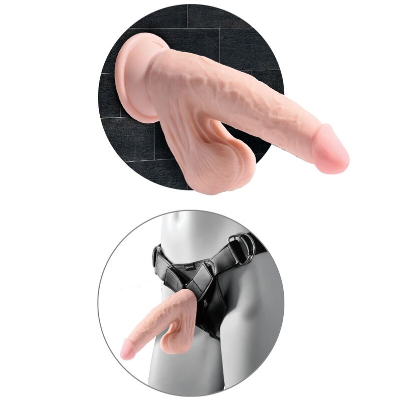 Gode triple densité réaliste avec bourses oscillantes 15,2 cm — KING COCK PLUS