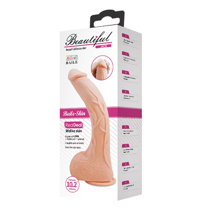 Gode réaliste courbé à ventouse 26 cm — BAILE DILDOS