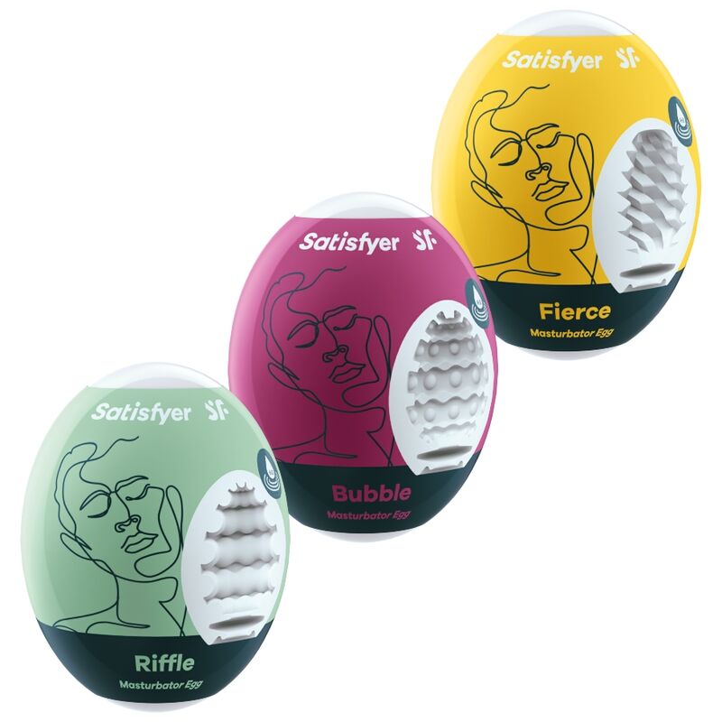 lot de 3 œufs masturbateurs riffle, bubble & fierce — Satisfyer Eggs