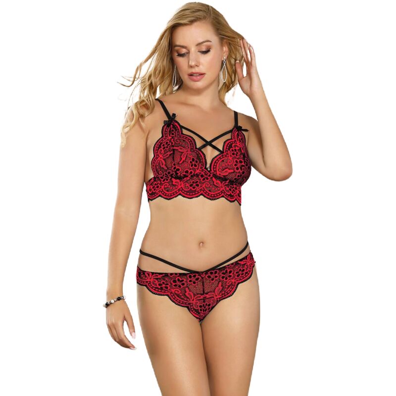 Ensemble deux pièces en dentelle rouge et noir — SUBBLIME SETS