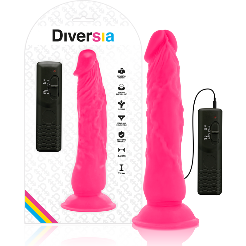 Dildo vibrant flexible rose 21 cm — DIVERSIA