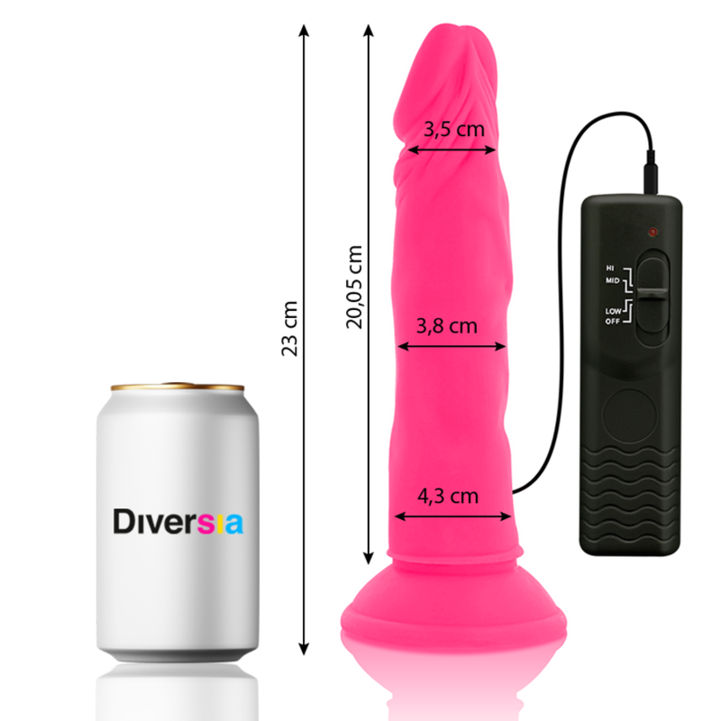 Dildo souple vibrant rose 23 cm — DIVERSIA