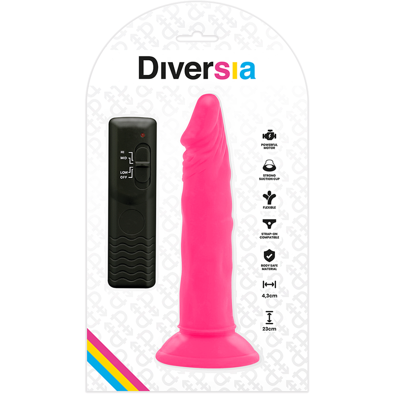 Dildo souple vibrant rose 23 cm — DIVERSIA