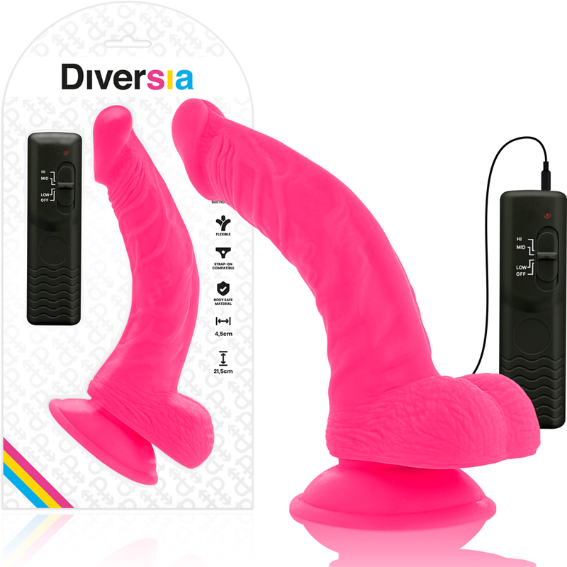 Dildo vibrant flexible rose 21,5 cm — DIVERSIA