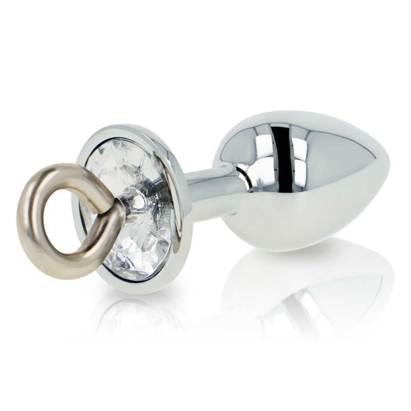 Plug anal métal avec cristal et anneau — OHMAMA FETISH