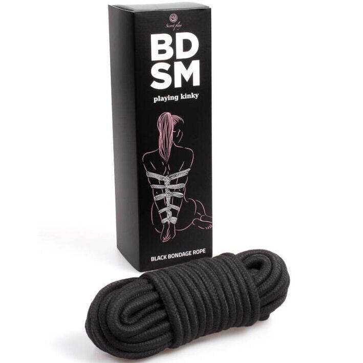 Corde de bondage shibari en coton et polyester noire — SECRETPLAY 100% FETISH