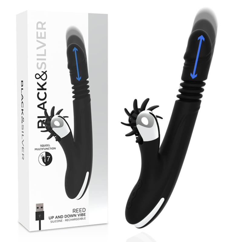 Stimulateur double bunny à effet va-et-vient — BLACK&SILVER