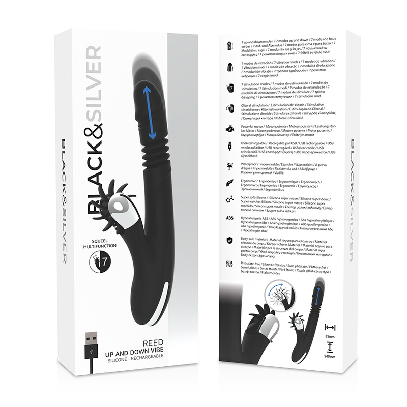 Stimulateur double bunny à effet va-et-vient — BLACK&SILVER