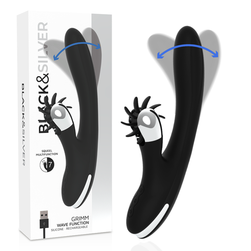 Stimulateur double action vague et vibrations — BLACK&SILVER