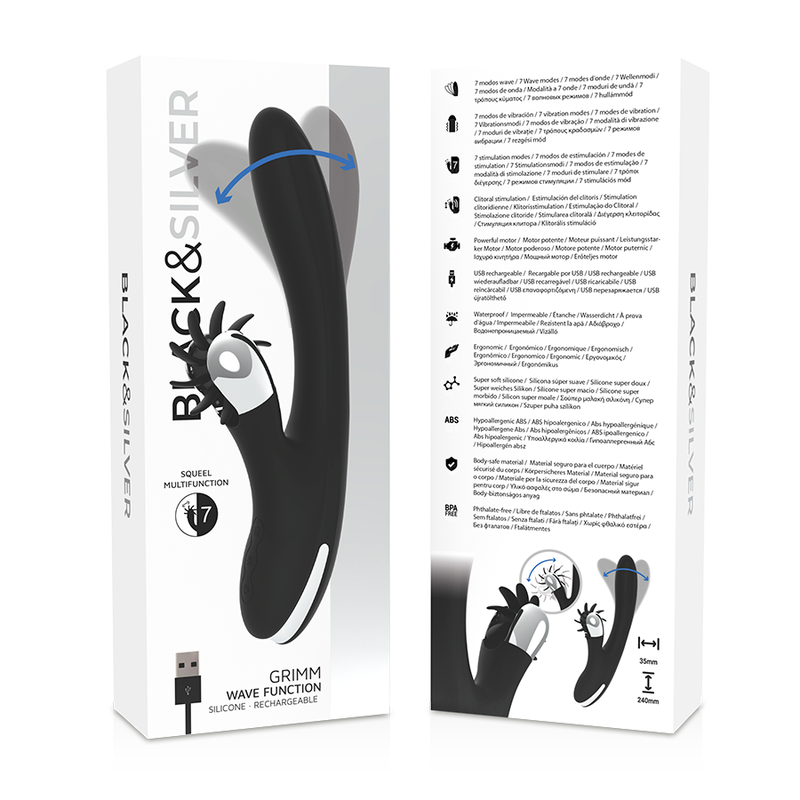 Stimulateur double action vague et vibrations — BLACK&SILVER