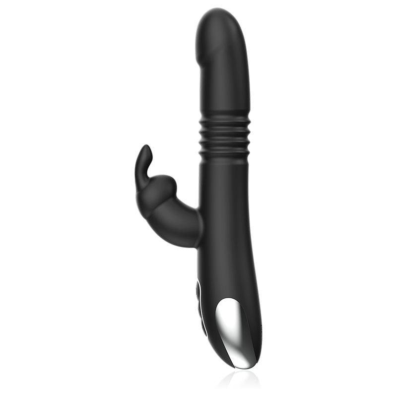 Vibromasseur Rabbit KENJI Stimulating Vibe avec mouvement up & down et télécommande Watchme — BLACK&SILVER