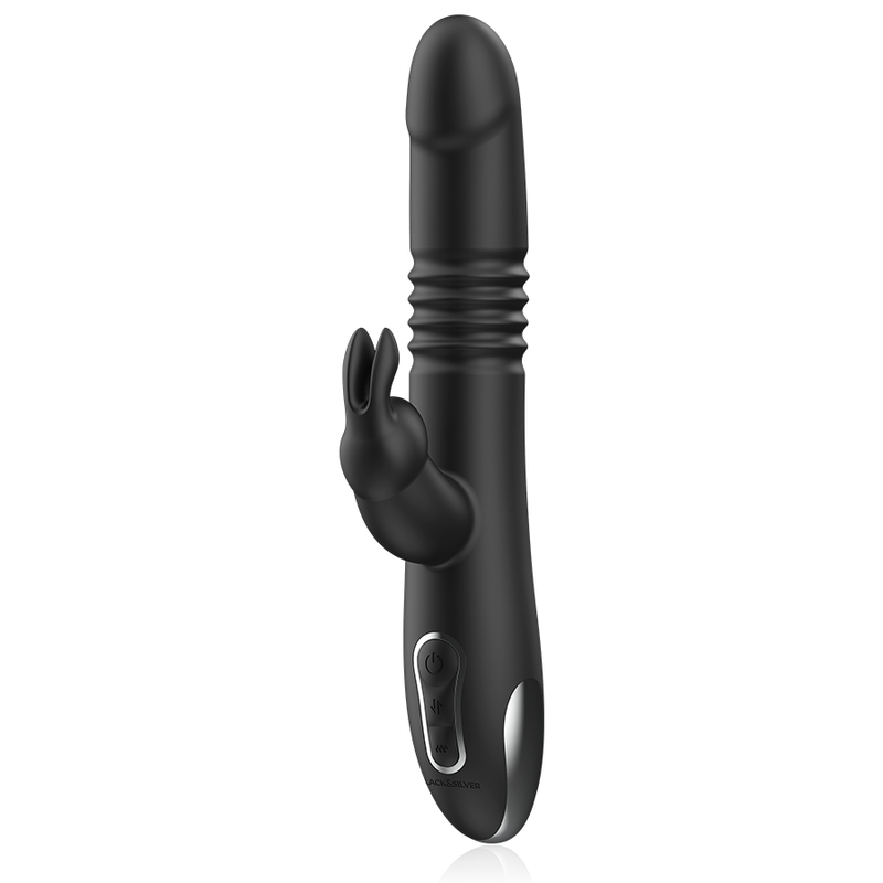 Vibromasseur Rabbit KENJI Stimulating Vibe avec mouvement up & down et télécommande Watchme — BLACK&SILVER