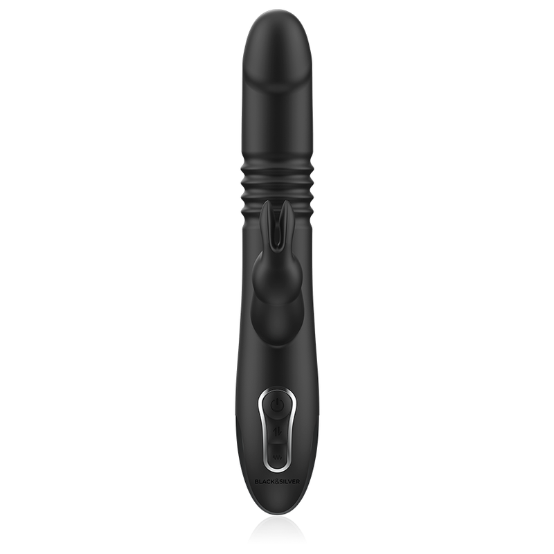 Vibromasseur Rabbit KENJI Stimulating Vibe avec mouvement up & down et télécommande Watchme — BLACK&SILVER