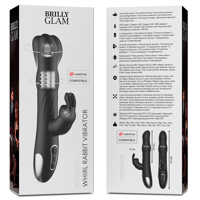 Vibromasseur rabbit rotatif moebius avec télécommande watchme — BRILLY GLAM