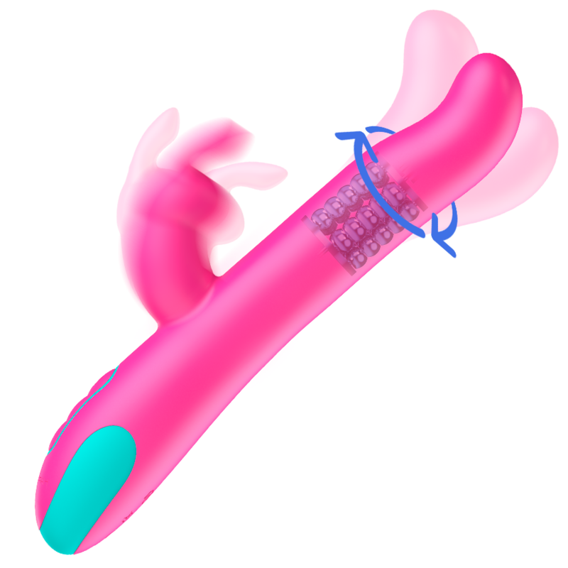 Vibromasseur rabbit rotatif double stimulation avec télécommande — HAPPY LOKY