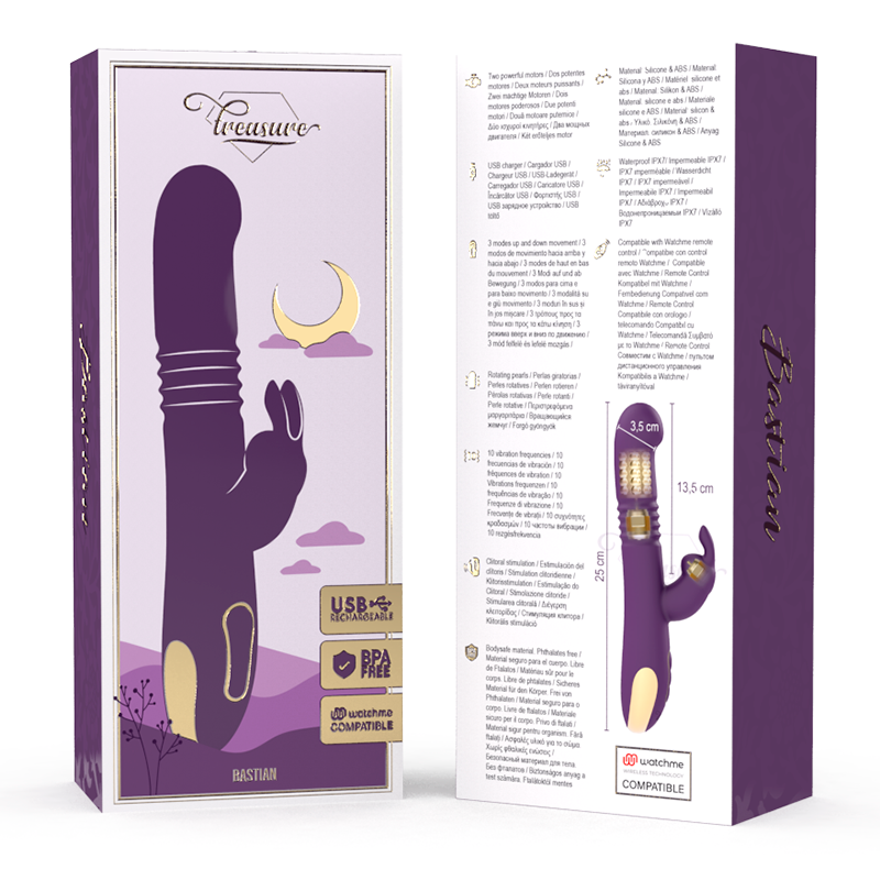 Vibromasseur rabbit rotatif télescopique avec télécommande montre — TREASURE