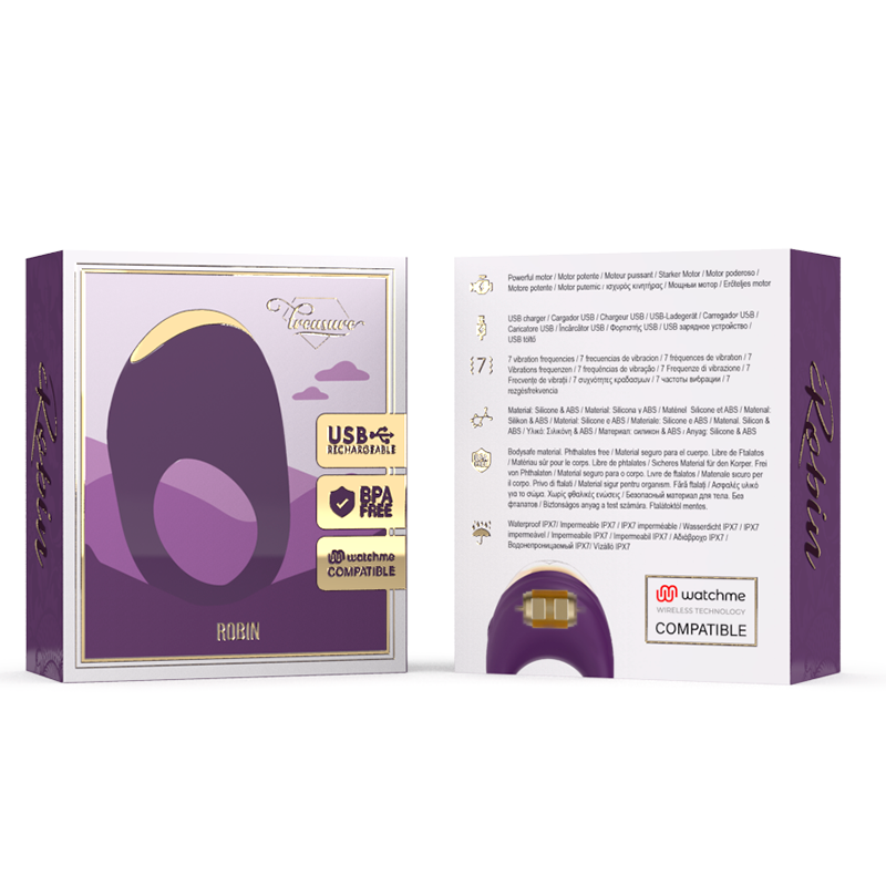 Anneau vibrant pour couples Robin avec télécommande WatchMe — TREASURE