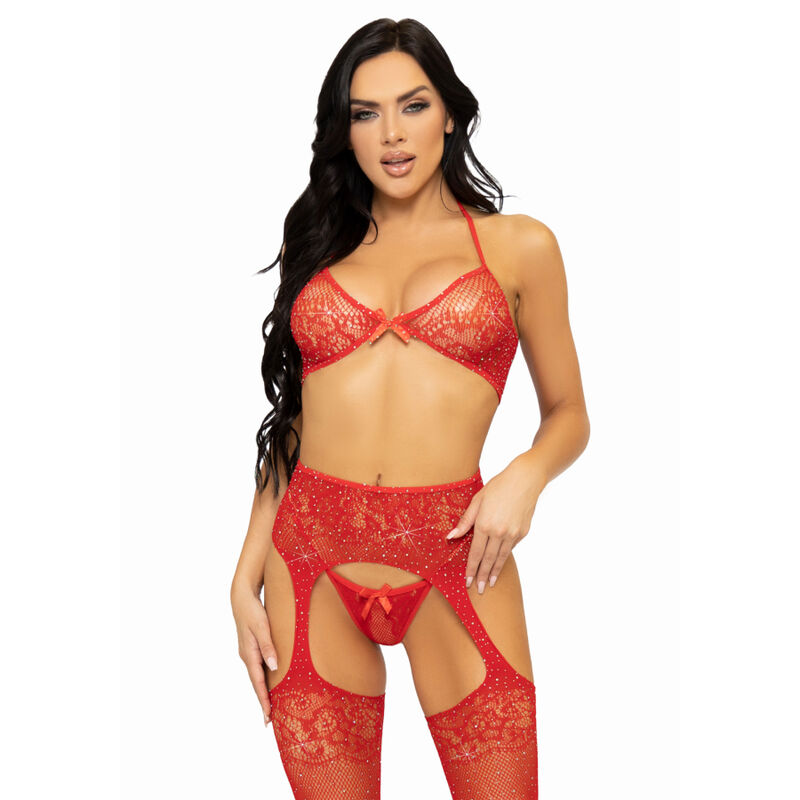 Ensemble dentelle et résille trois pièces — LEG AVENUE SETS