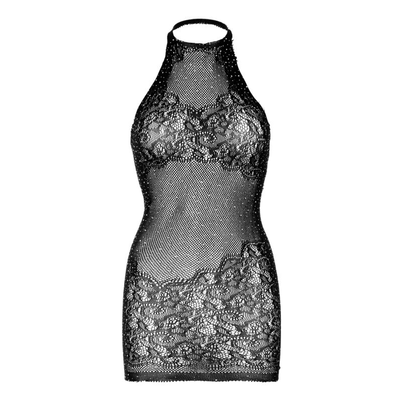 Mini-robe dos nu en dentelle et filet à strass — LEG AVENUE DRESSES