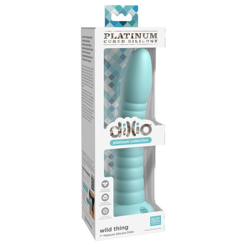 Gode Wild Thing en silicone platine 17,78 cm vert — DILLIO