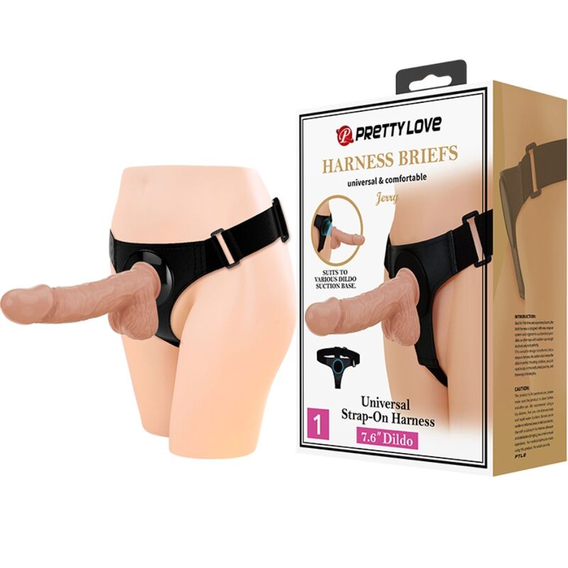 Slip harnais universel avec gode réaliste naturel 21,8 cm — PRETTY LOVE