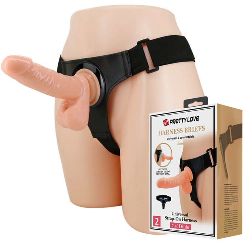 Harnais slip universel avec gode réaliste 20 cm — PRETTY LOVE