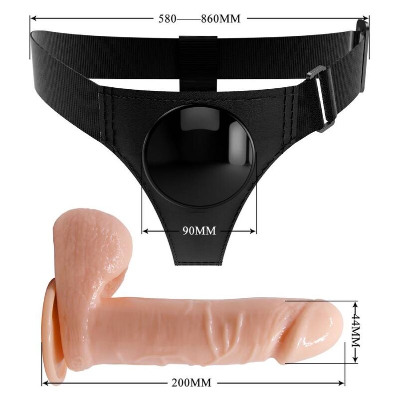 Harnais slip universel avec gode réaliste 20 cm — PRETTY LOVE