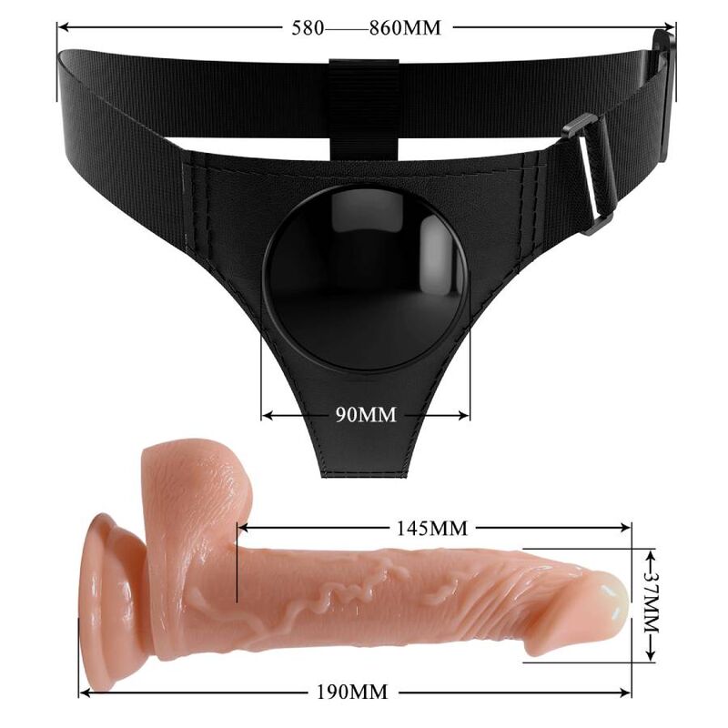 Harnais universel avec gode réaliste 19 cm — PRETTY LOVE