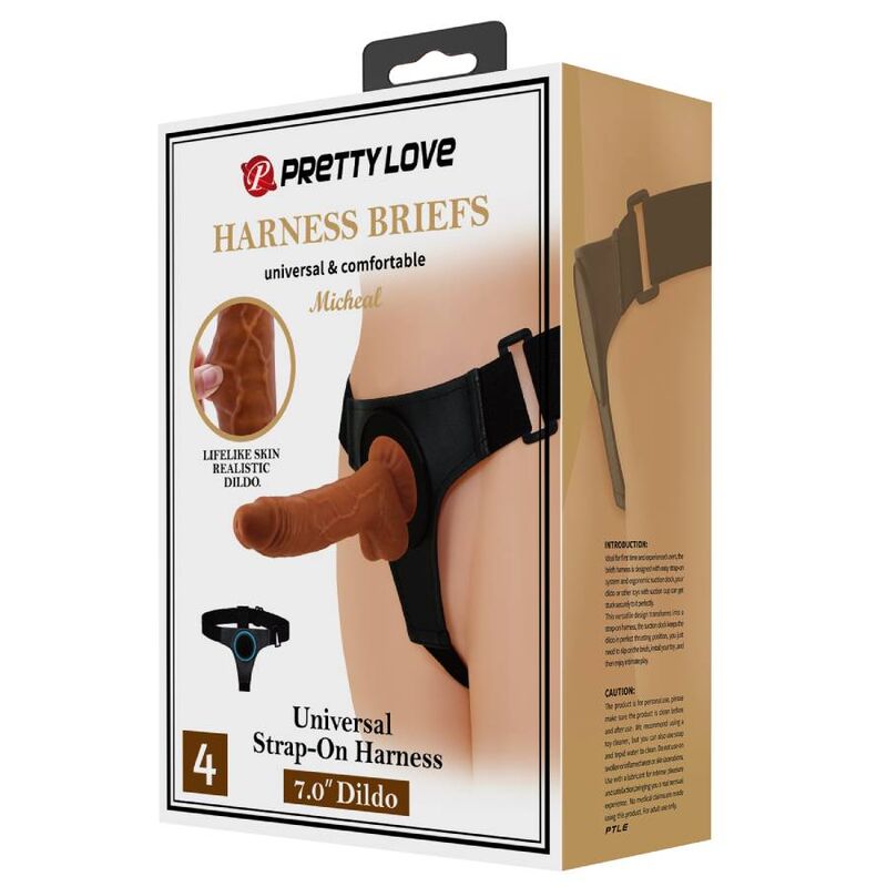 Arnês universal com vibrador realista de 20 cm — PRETTY LOVE