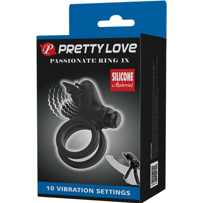 Anneau vibrant double avec stimulateur papillon — PRETTY LOVE MALE