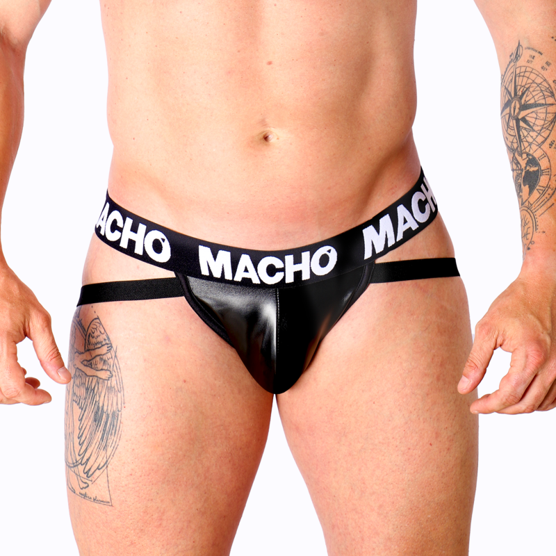 Jock cuir élastique noir — MACHO UNDERWEAR