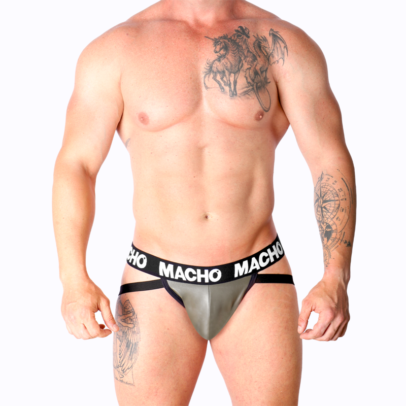 Jockstrap en similicuir élastique gris beige — MACHO UNDERWEAR