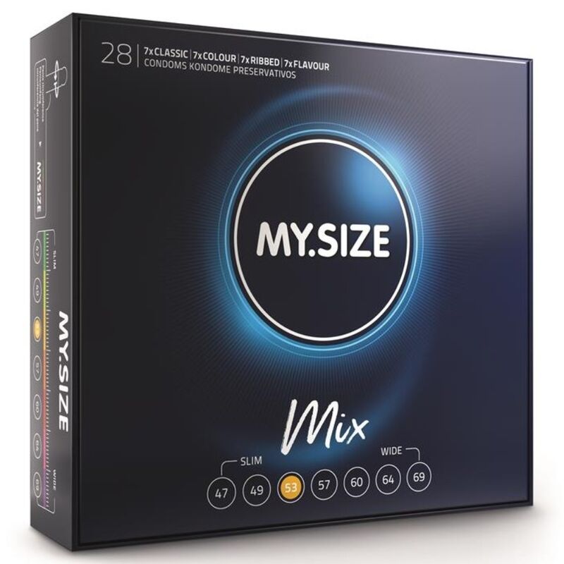 Mix de préservatifs ajustables 53 mm 28 unités — MY SIZE MIX