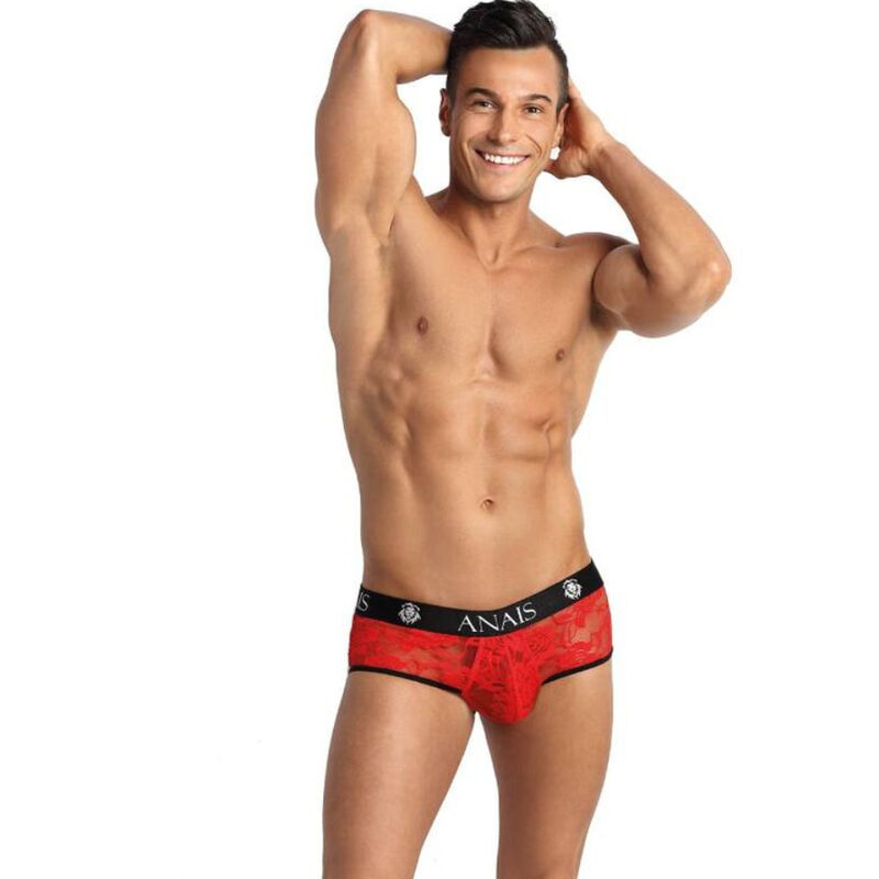 Slip bikini dentelle rouge imprimé floral — ANAIS MEN JOCK