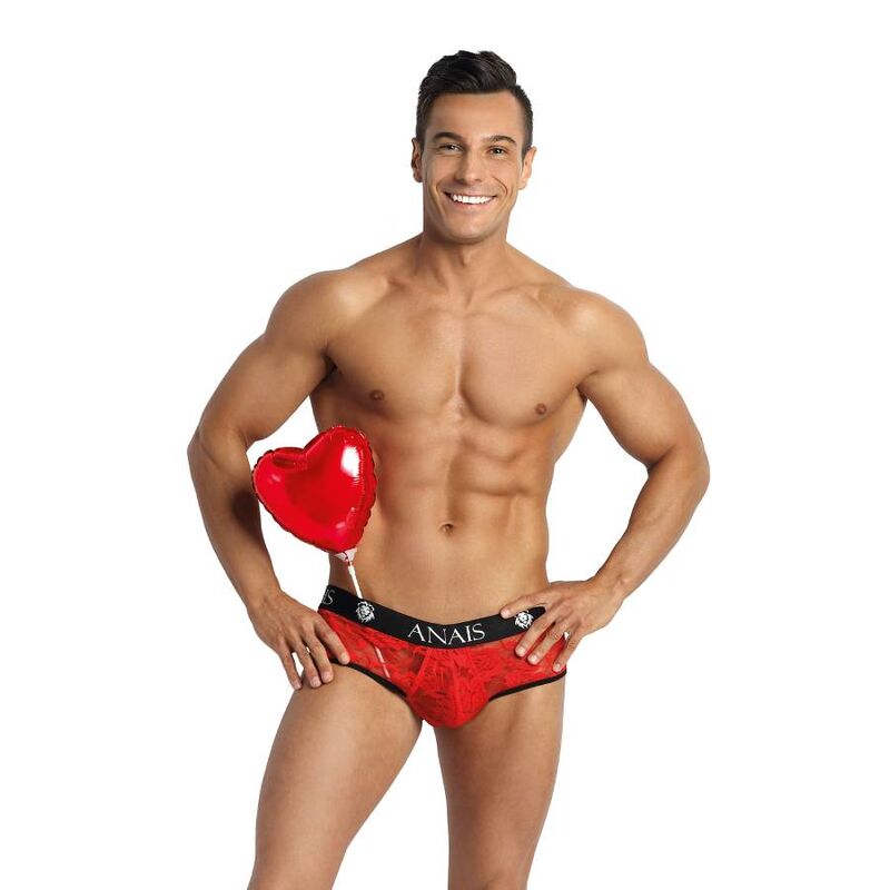Slip bikini dentelle rouge imprimé floral — ANAIS MEN JOCK
