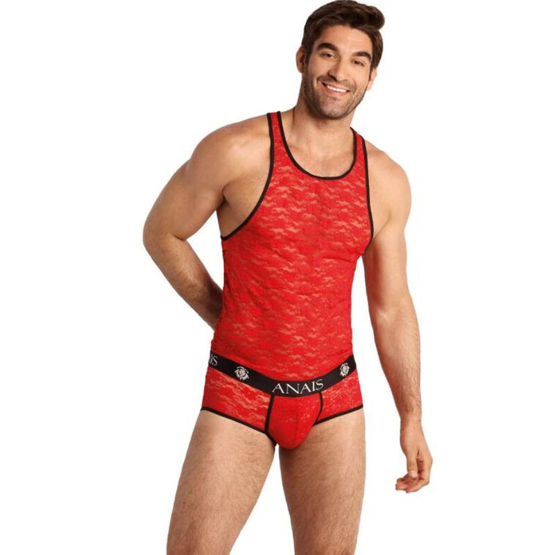 Top bustier en dentelle rouge à imprimé fleuri — ANAIS MEN ACCESORIES