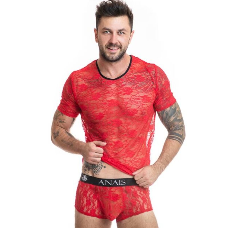 T-shirt ajusté dentelle imprimé fleuri — ANAIS MEN ACCESORIES