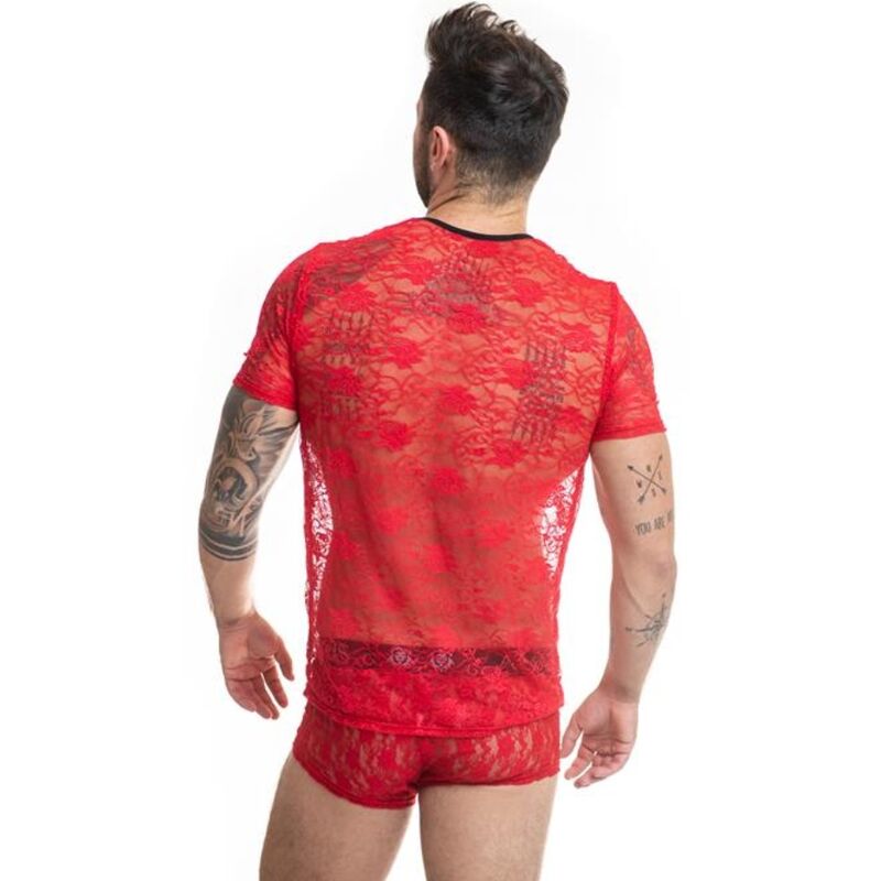 T-shirt ajusté dentelle imprimé fleuri — ANAIS MEN ACCESORIES