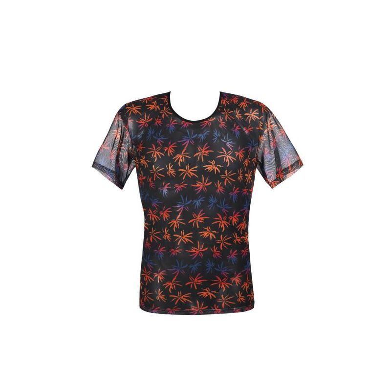 T-shirt Chill en tulle noir imprimé palmiers — ANAIS MEN ACCESORIES