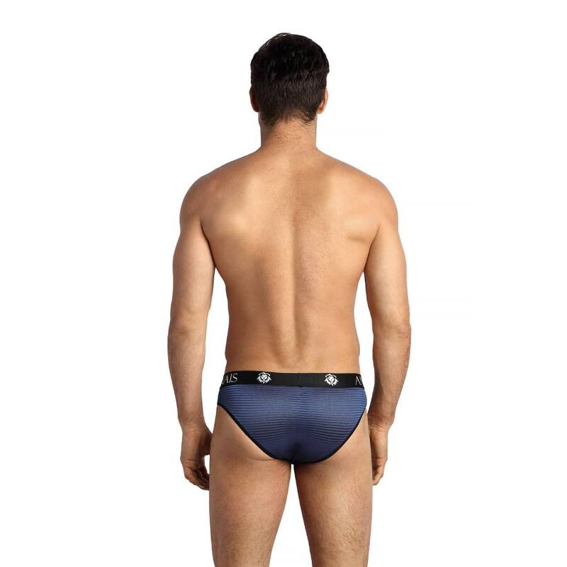 Slip homme tulle noir rayures satinées bleu marine — ANAIS MEN SLIP & THONG