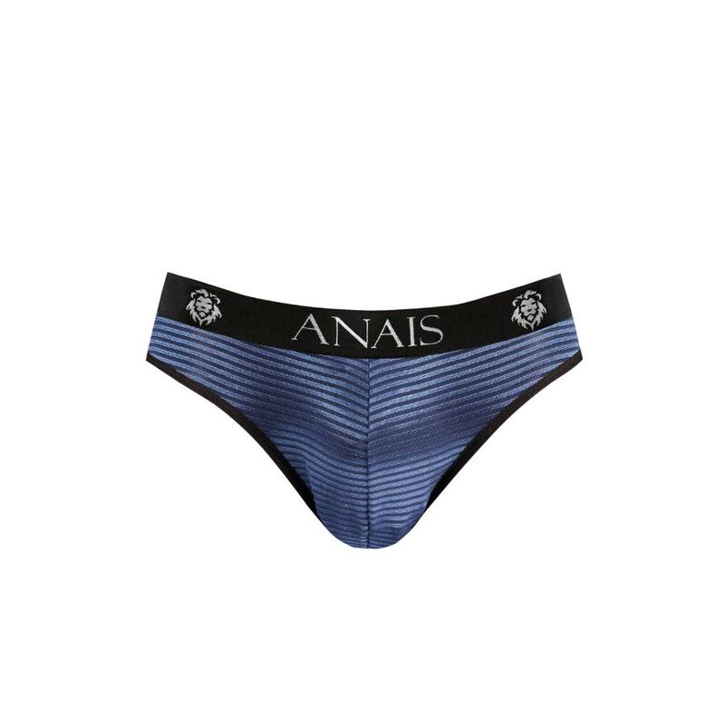 Slip homme tulle rayé satiné naval — ANAIS MEN SLIP & THONG