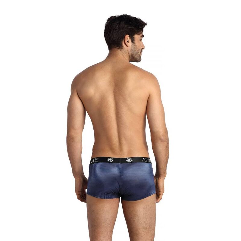 Boxer naval en tulle noir à rayures satinées bleu marine — ANAIS MEN BOXER & BRIEF