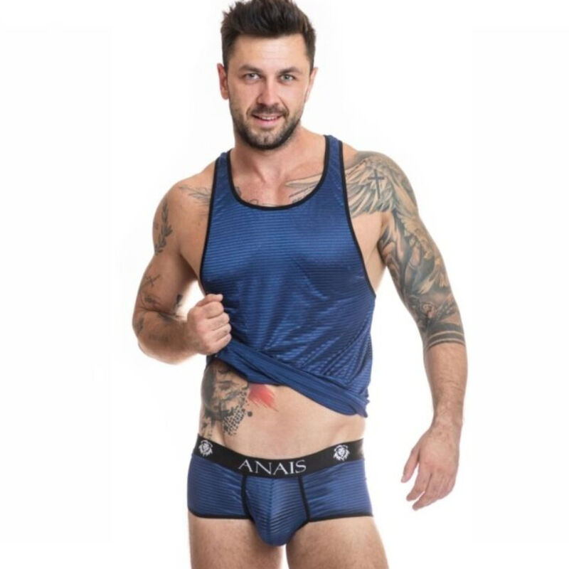 Top en tulle noir et satin bleu marine — ANAIS MEN ACCESORIES