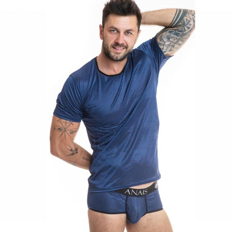 T-shirt ajusté en tulle à rayures satinées — ANAIS MEN ACCESORIES