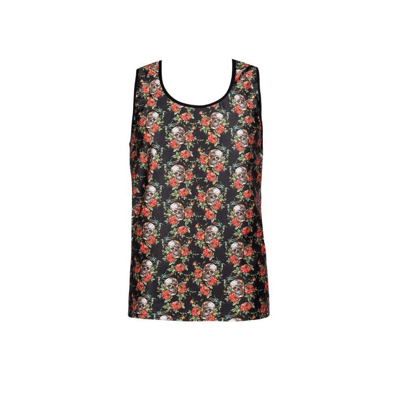 Top ajusté Power S imprimé roses et têtes de mort — ANAIS MEN